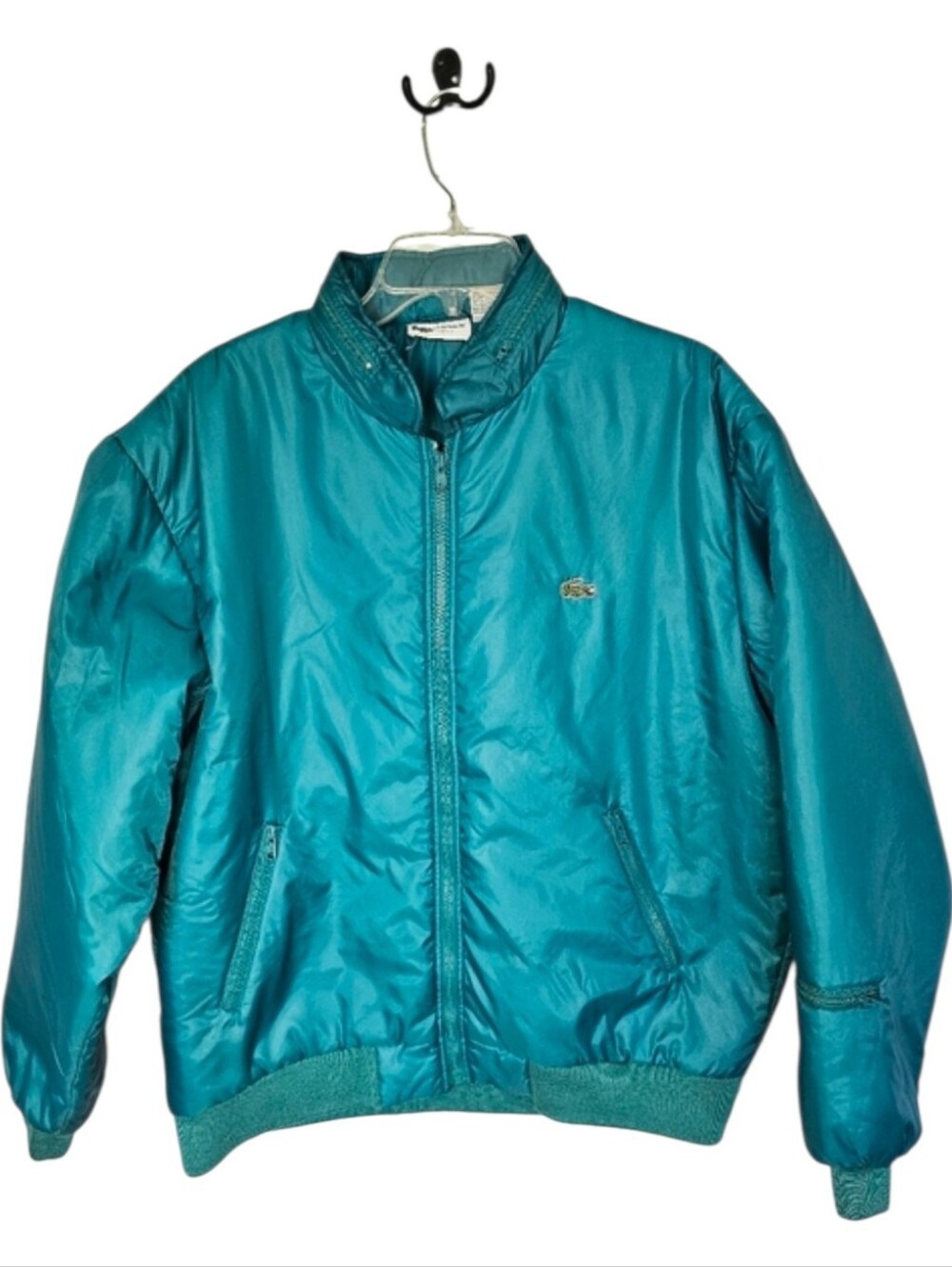Lacoste Club Izod Alligator 80s 90s Mid Weight Blue Green Nylon Jacket Men XL